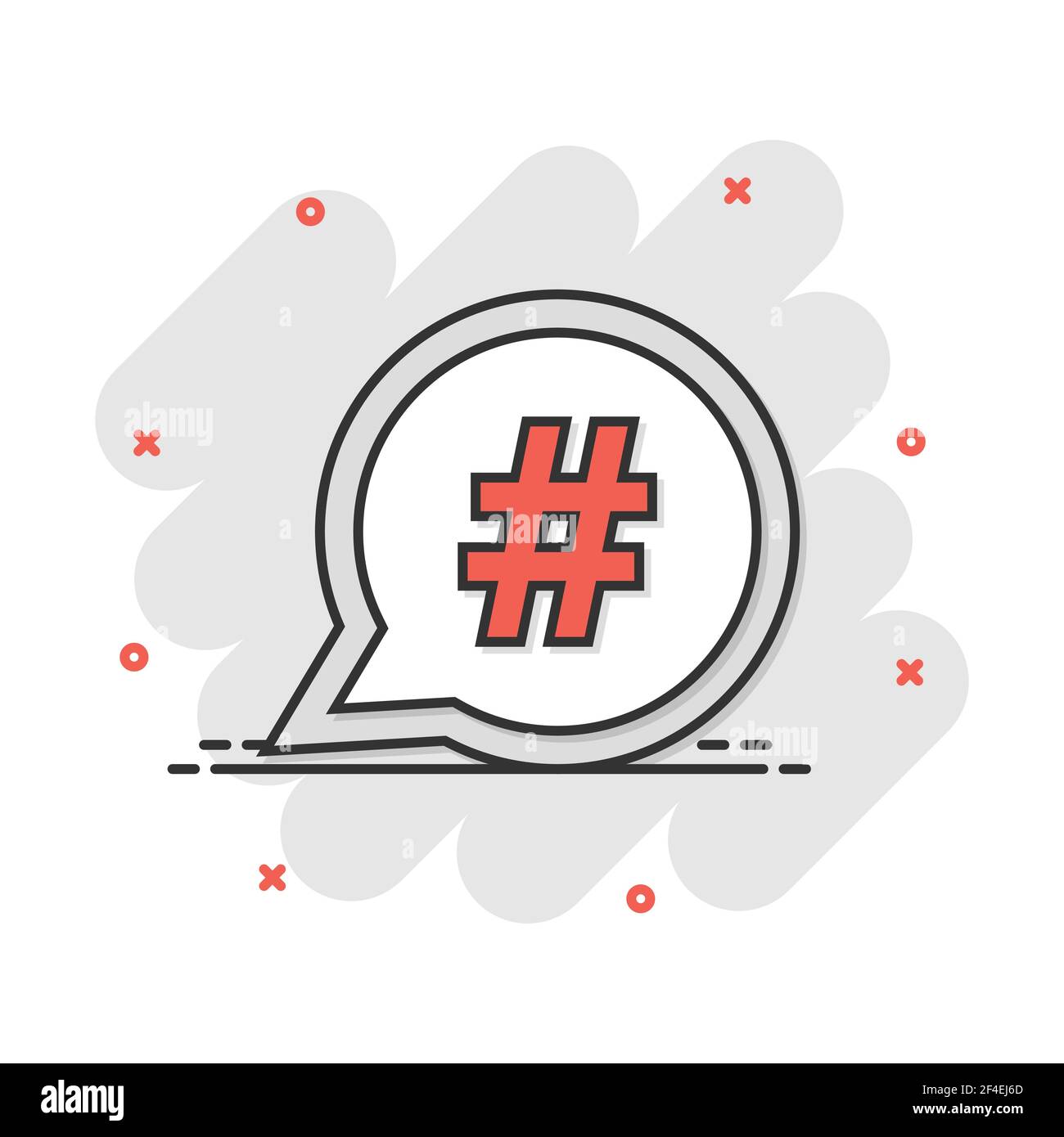 Vector cartoon hashtag icon in comic style. Social media marketing