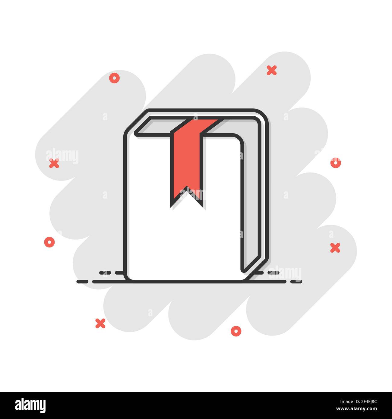 Vector cartoon book library icon in comic style. Education concept ...