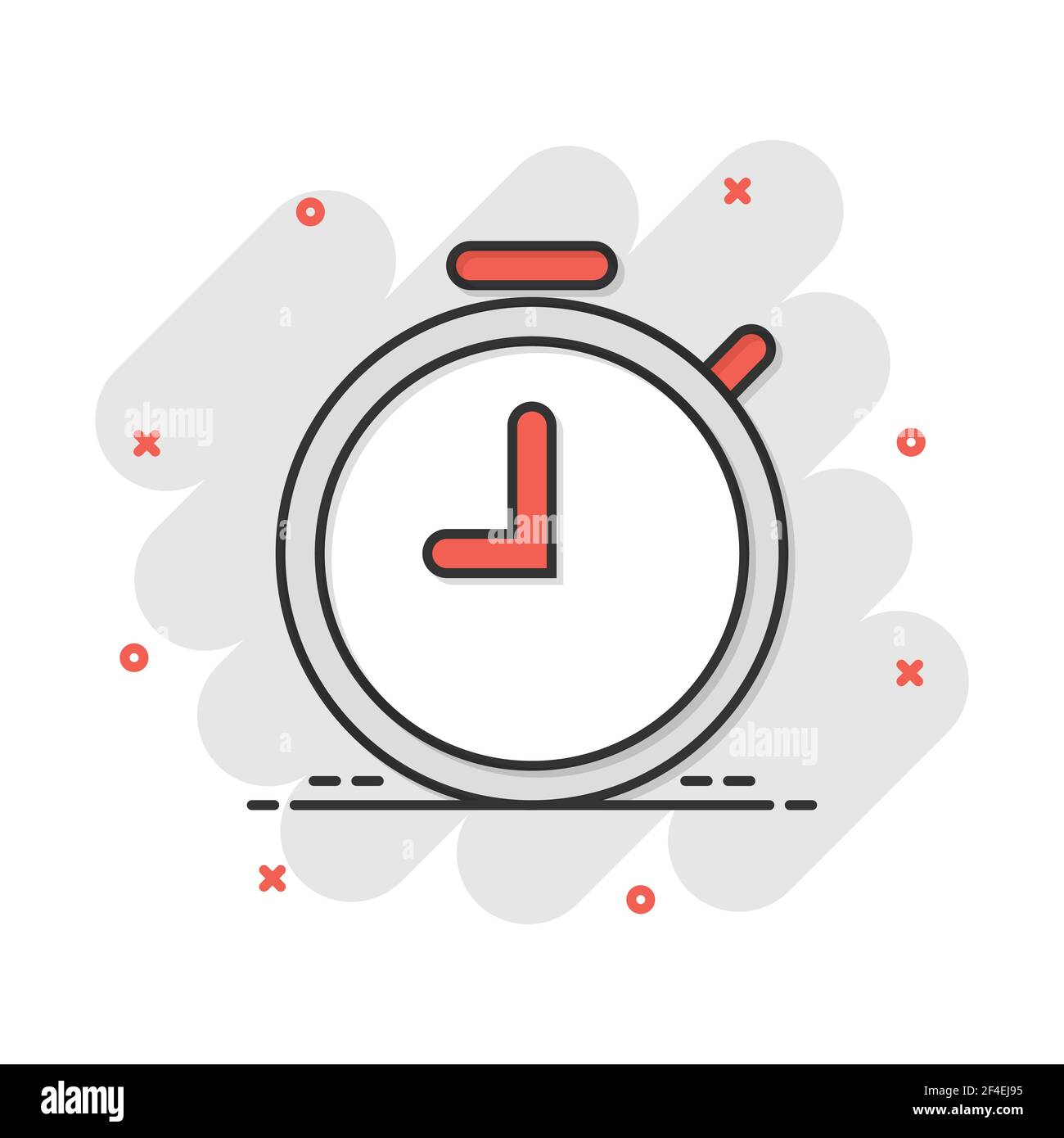 Vector cartoon clock timer icon in comic style. Time alarm concept