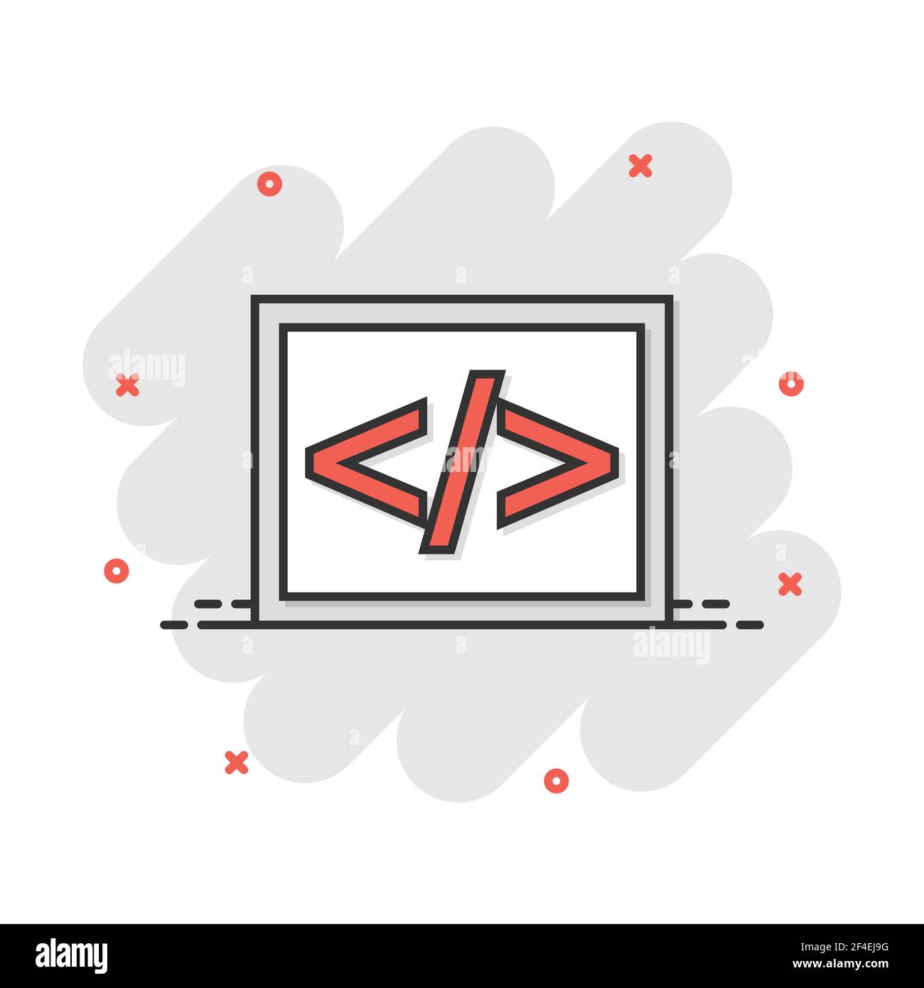 Vector cartoon open source icon in comic style. Api programming concept illustration pictogram. Programmer technology business splash effect concept. Stock Vector