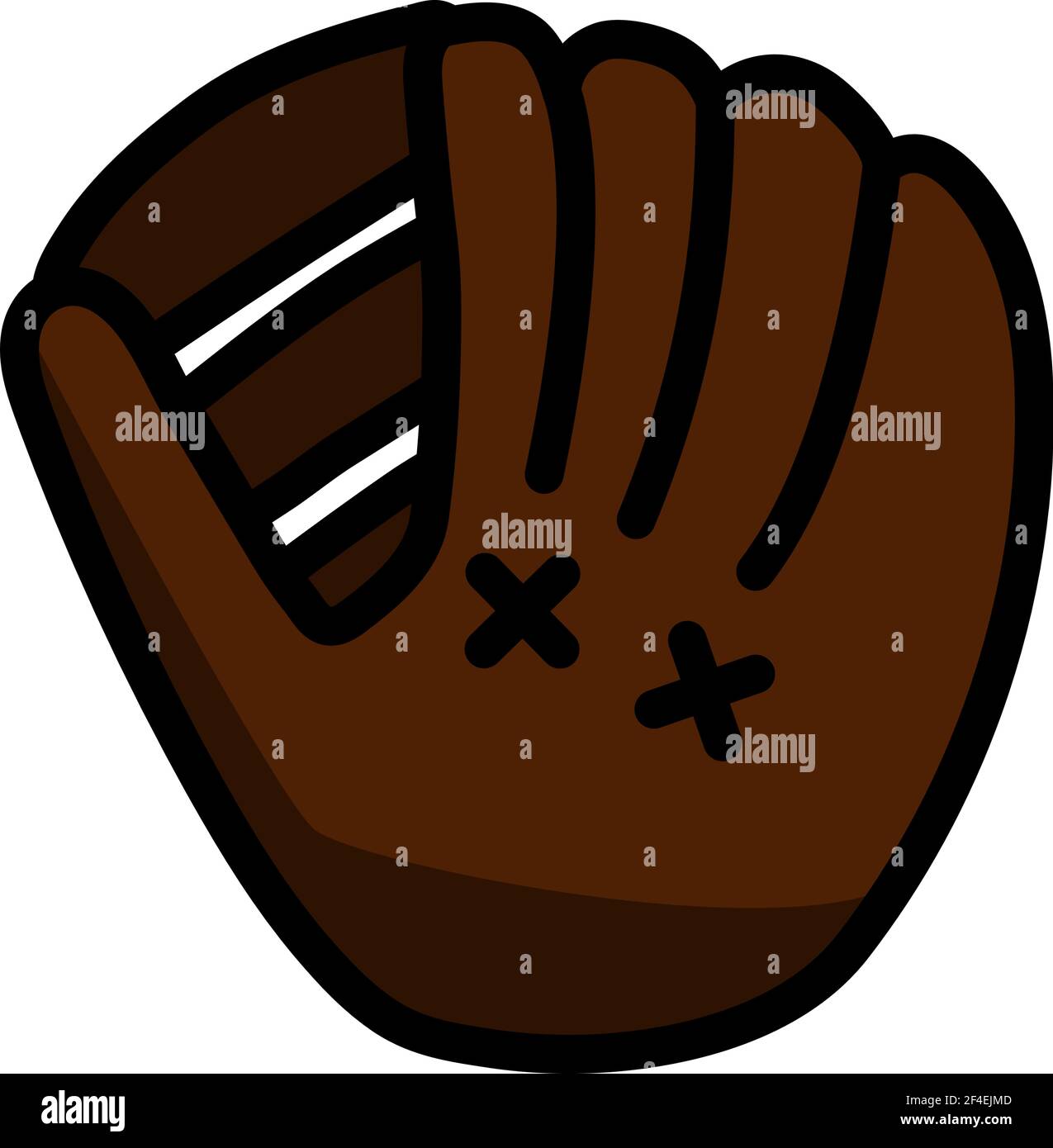 Baseball Glove Icon. Editable Thick Outline With Color Fill Design