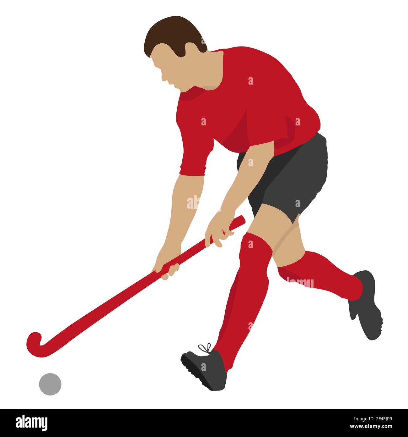 Field hockey player with ball and stick in game. Sport vector illustration  Stock Vector Image & Art - Alamy