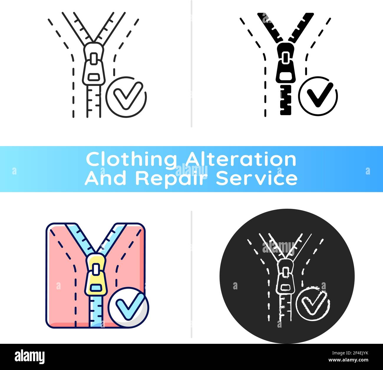 Zipper repair and replacement black linear icon Stock Vector