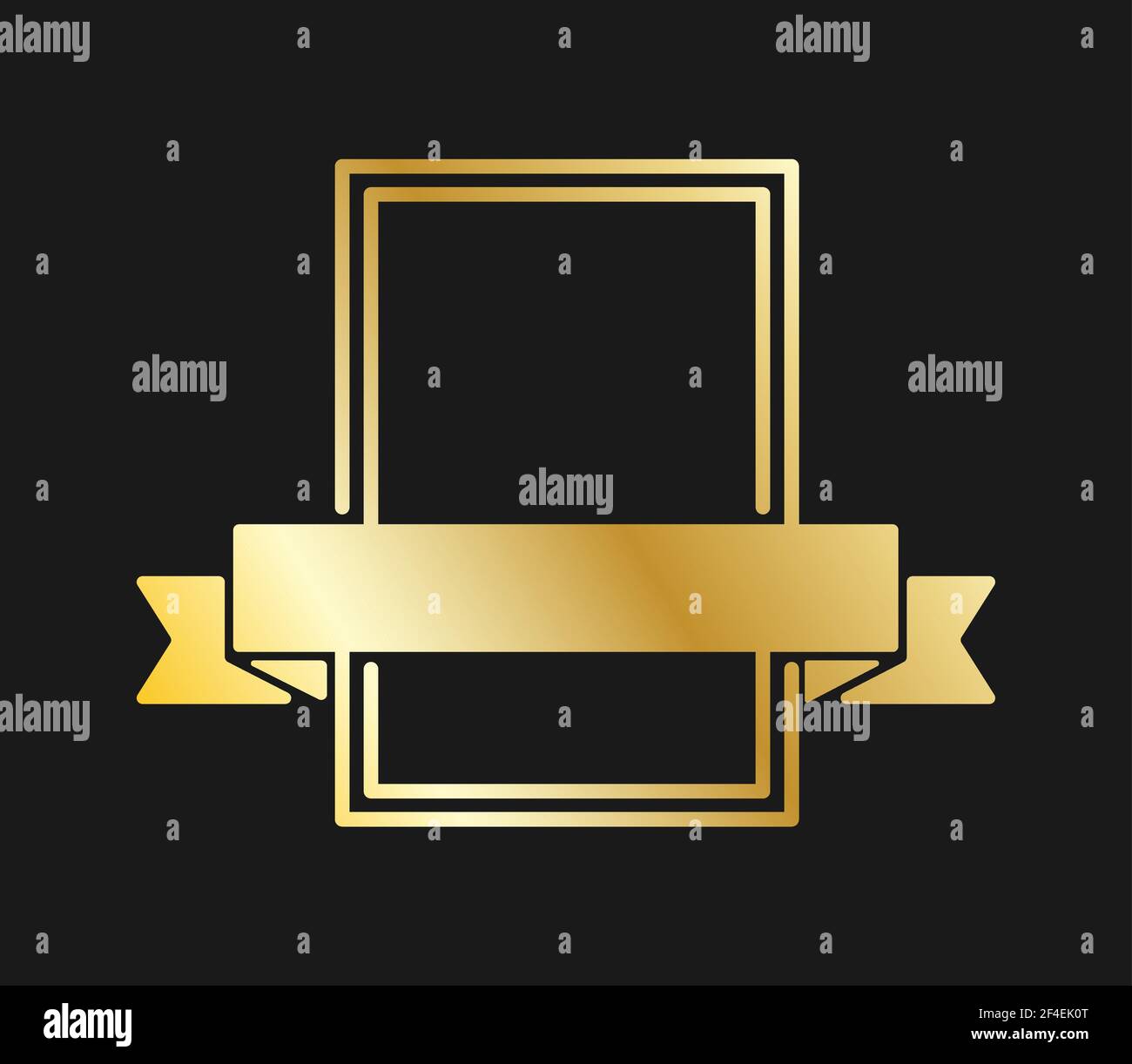 Gold rectangular frame with ribbon. Vector illustration for logo ...