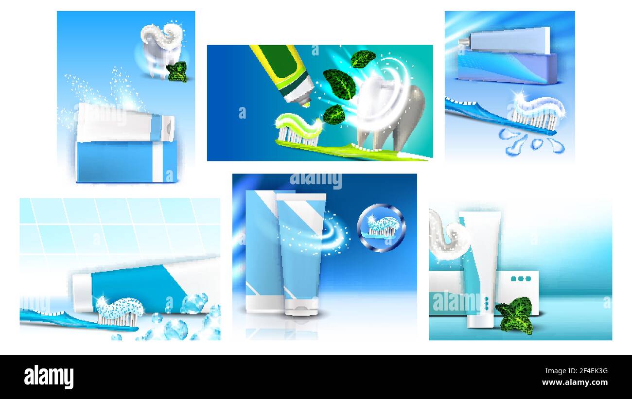 Toothpaste Creative Advertising Posters Set Vector Illustration Stock Vector Image & Art Alamy