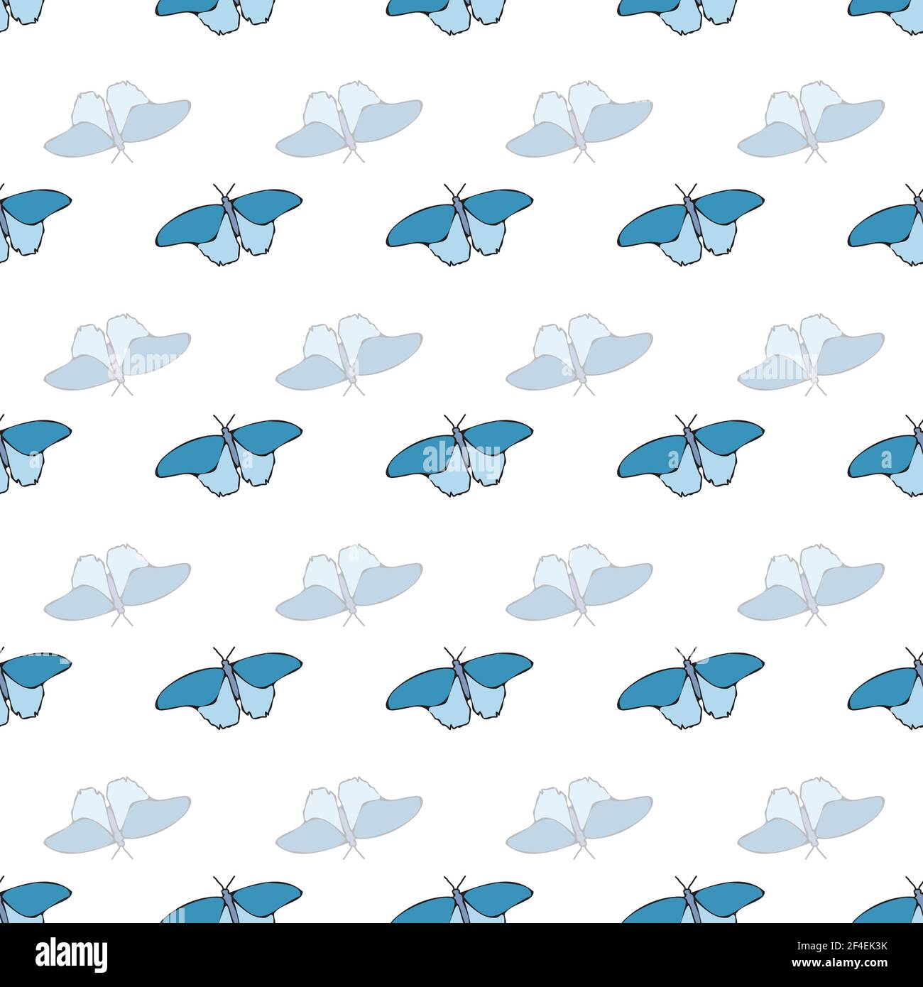 Vector white background butterfly seamless pattern. butterflies ...