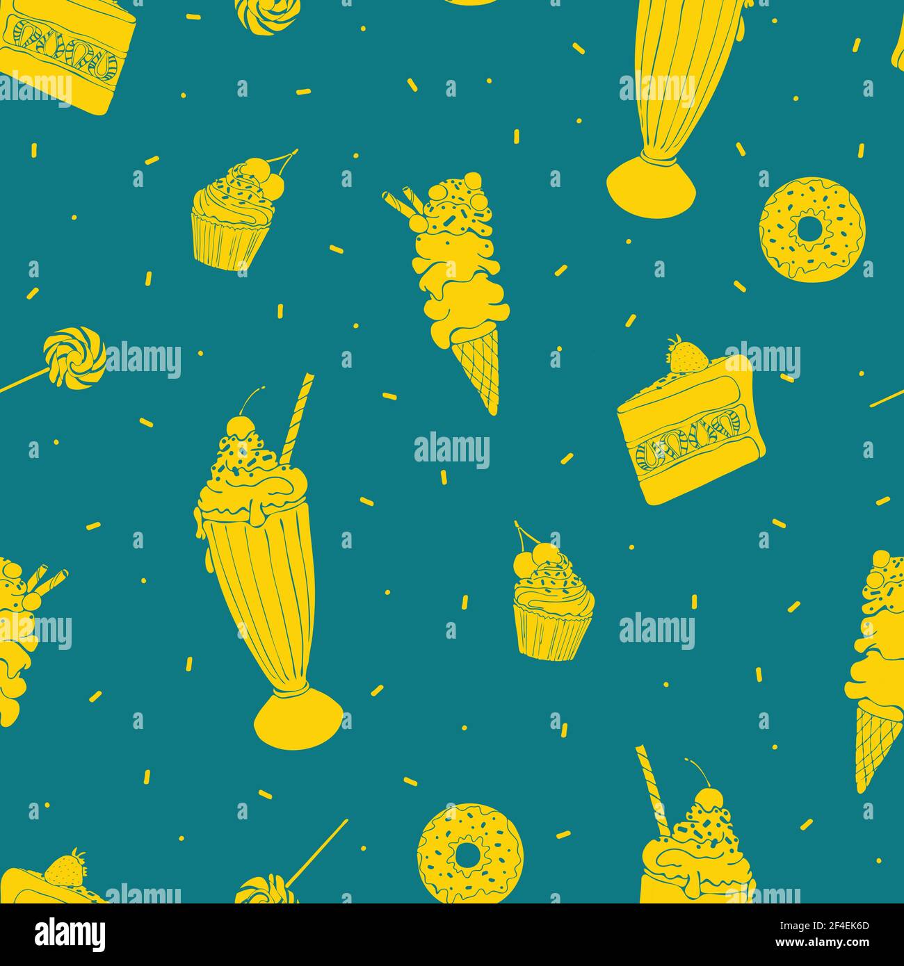 Sweet food seamless vector wallpaper pattern with ice cream, cake ...