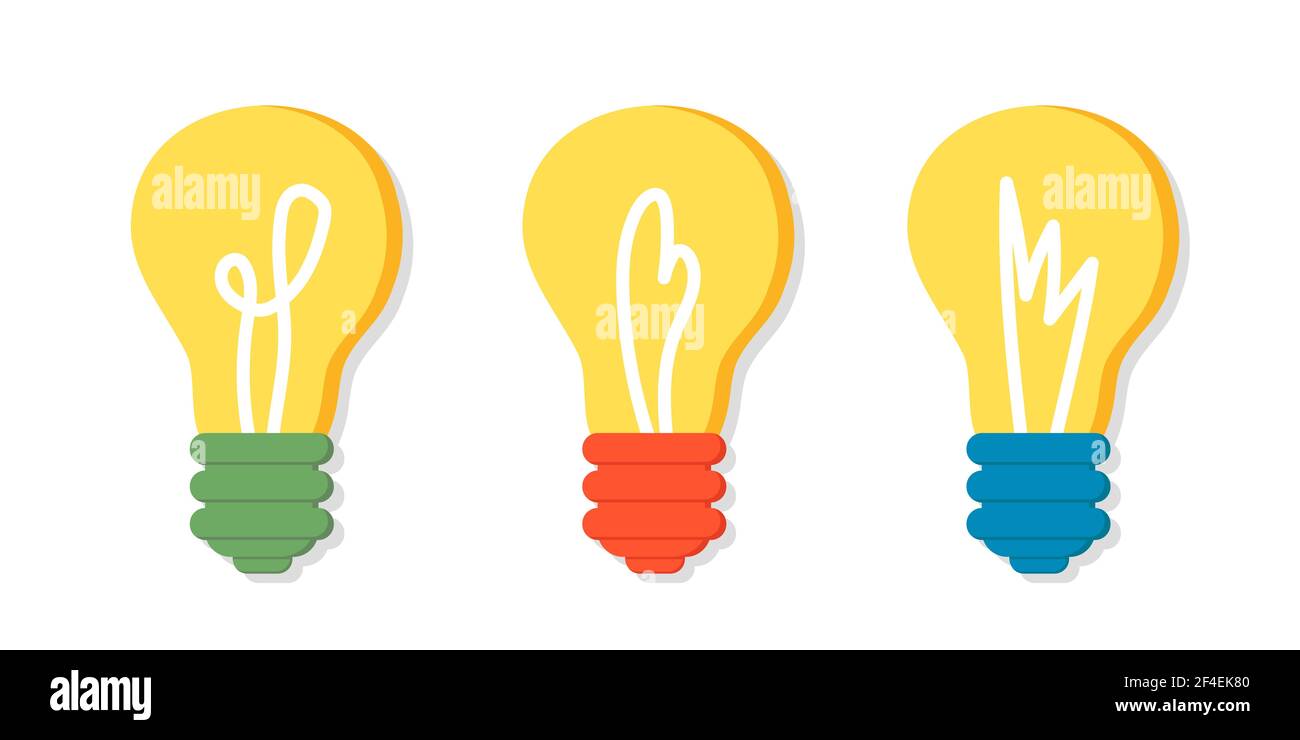 Set of yellow light bulbs representing ideas Stock Vector
