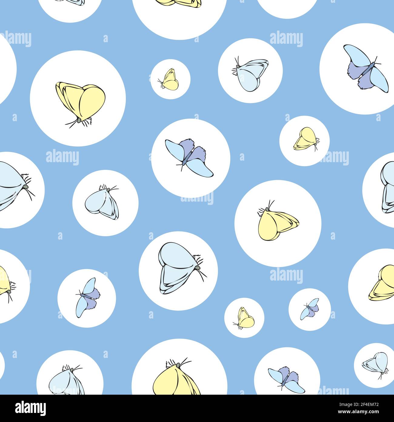 Vector blue background butterfly seamless pattern. butterflies ...