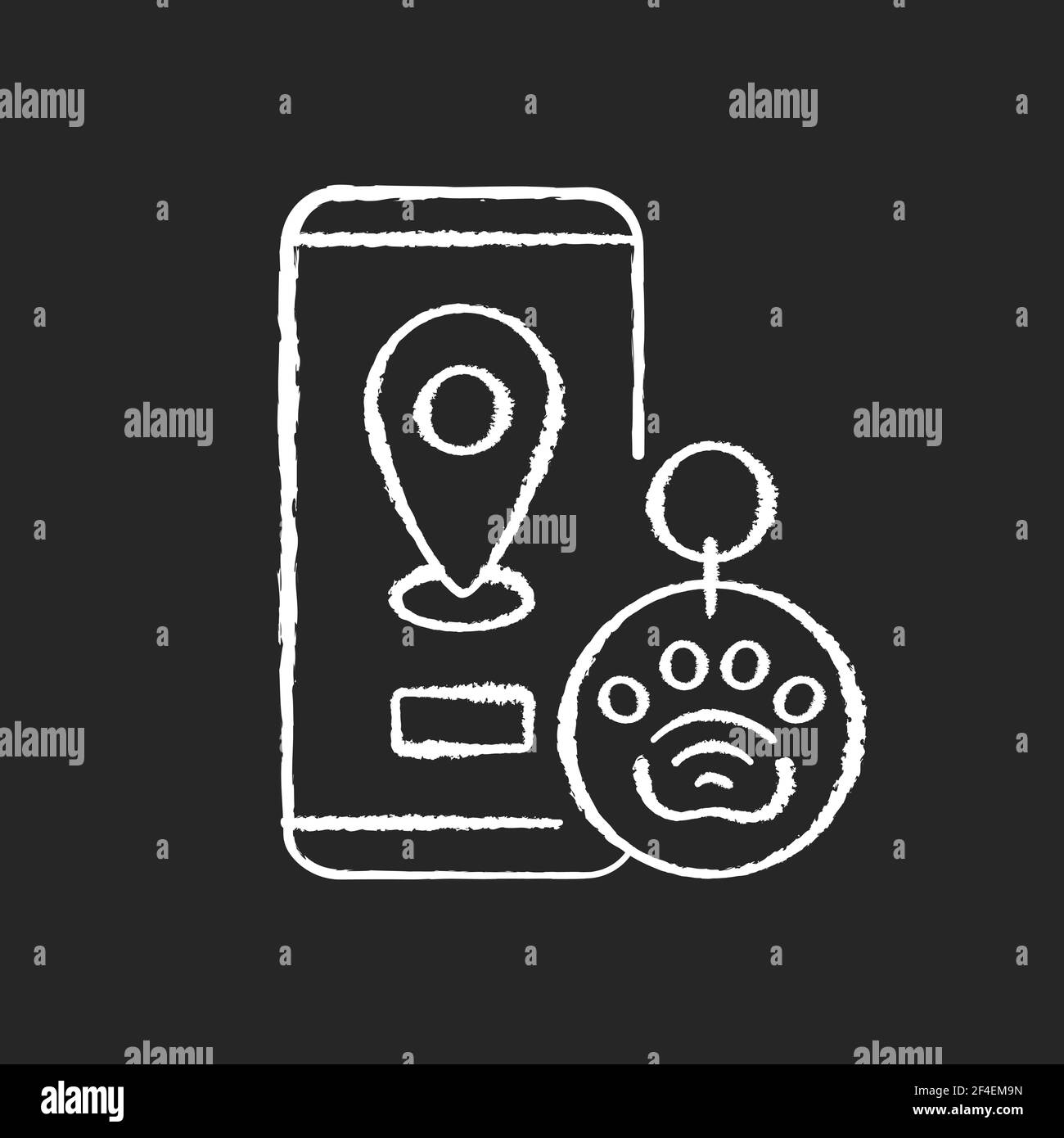 NFC and RFID pet tags chalk white icon on black background Stock Vector