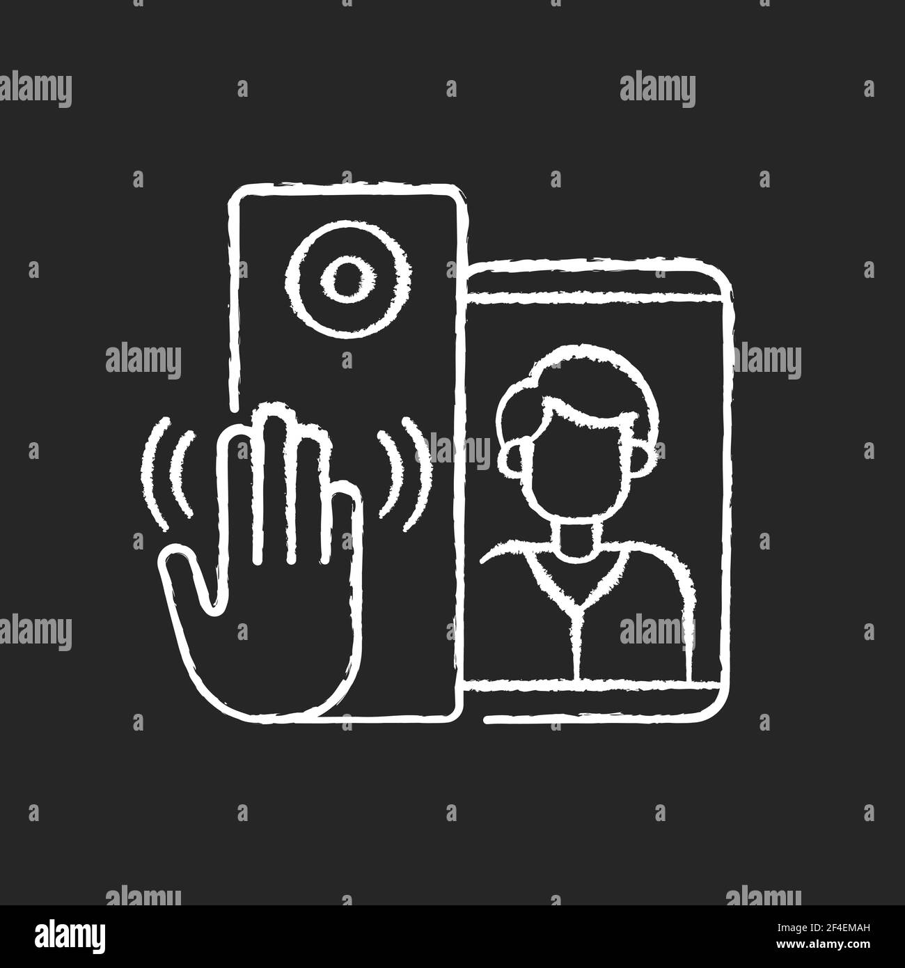 Video intercoms chalk white icon on black background Stock Vector