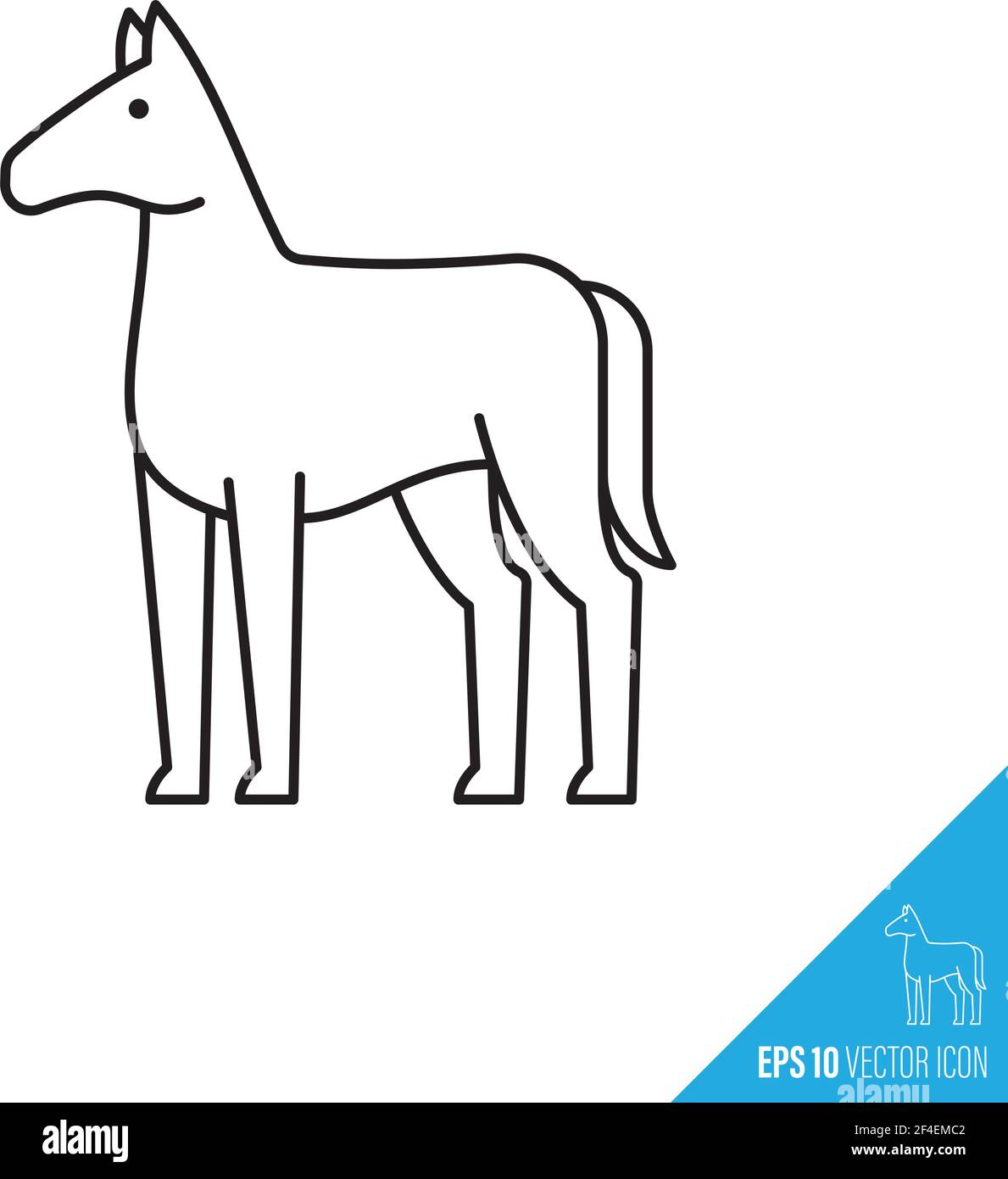 Standing horse vector line icon Stock Vector