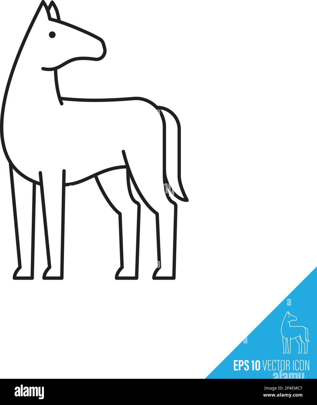 Horse turning head vector line icon Stock Vector