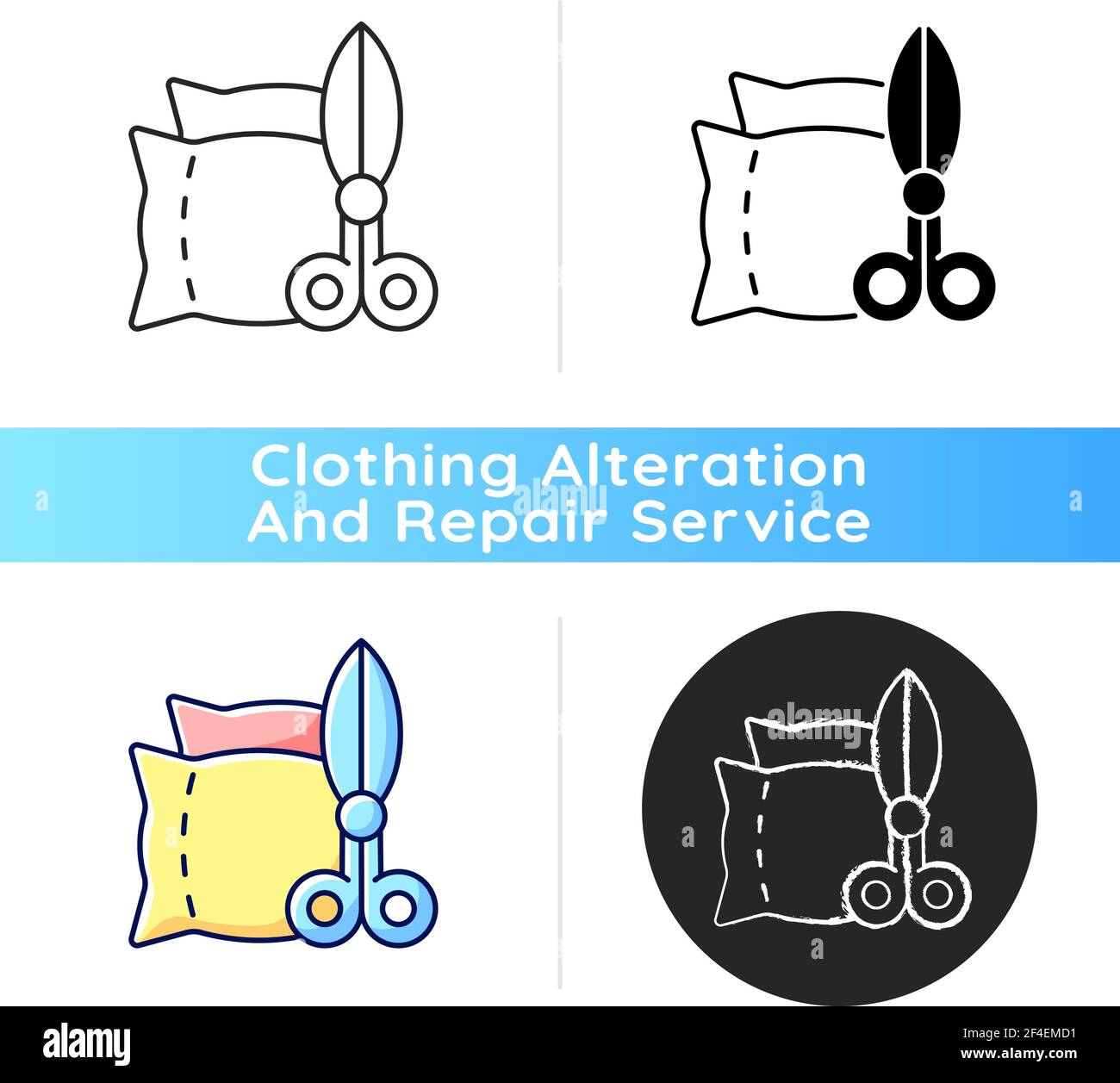Household items and alterations black linear icon Stock Vector