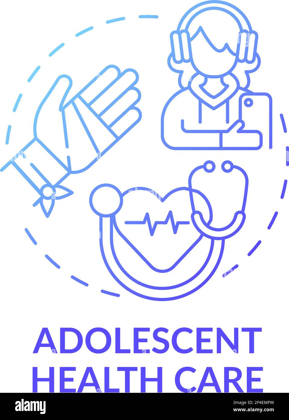 Adolescent health care blue gradient concept icon Stock Vector Image ...