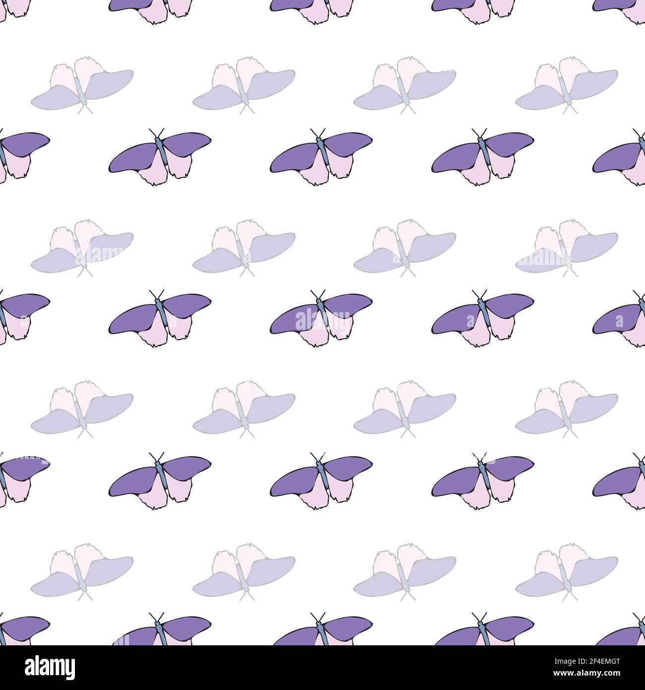 Vector white background butterfly seamless pattern. butterflies ...