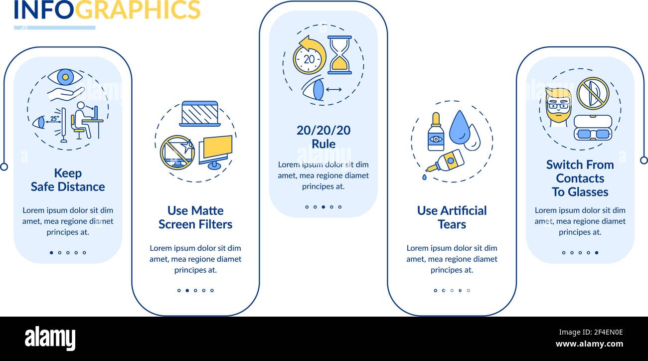 Digital eyestrain prevention tips vector infographic template Stock Vector