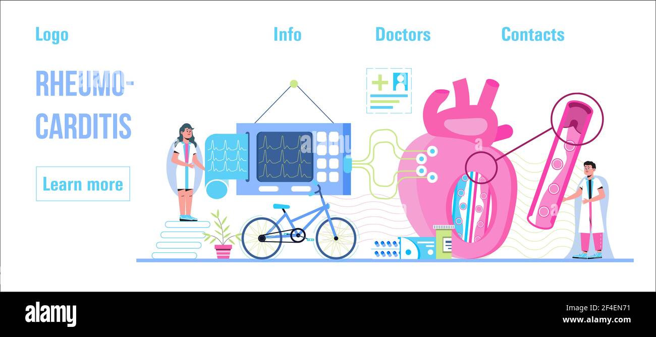 Rheumocarditis concept vector for medical website, header, blog. Heart ...