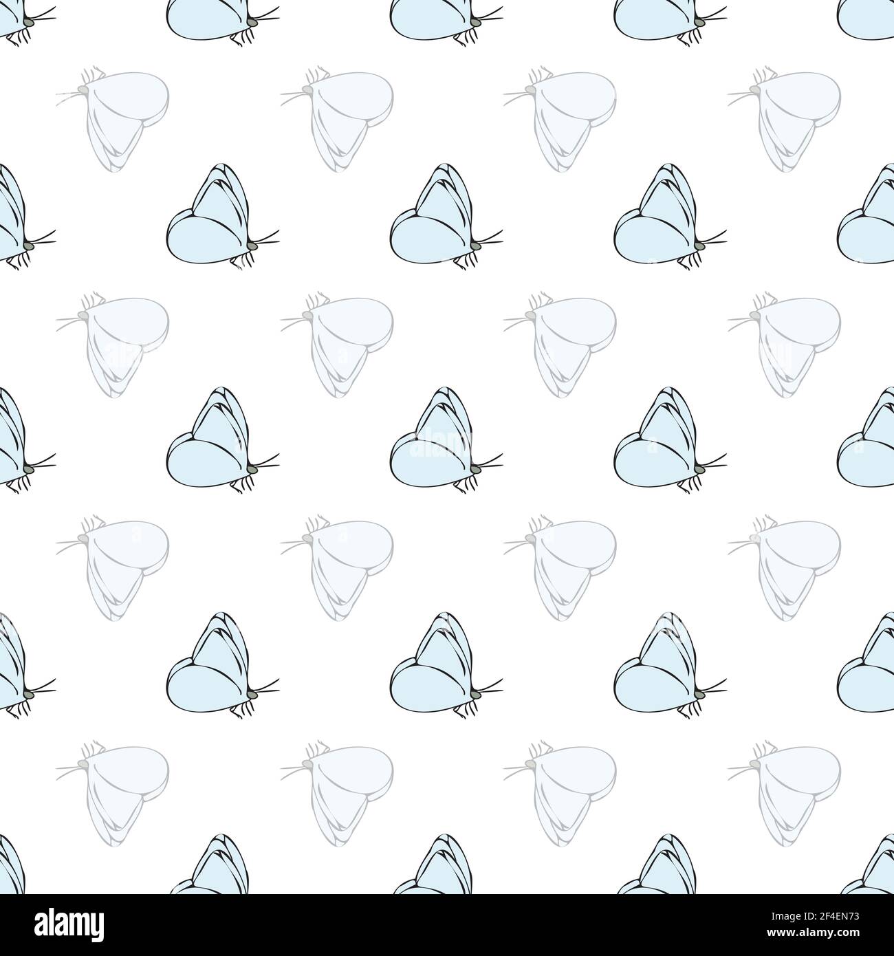 Vector white background blue butterfly seamless pattern. butterflies ...
