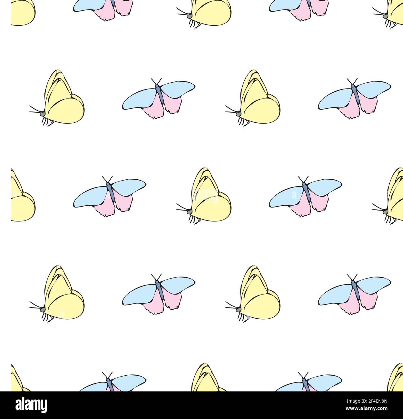 Vector white background butterfly seamless pattern. butterflies ...