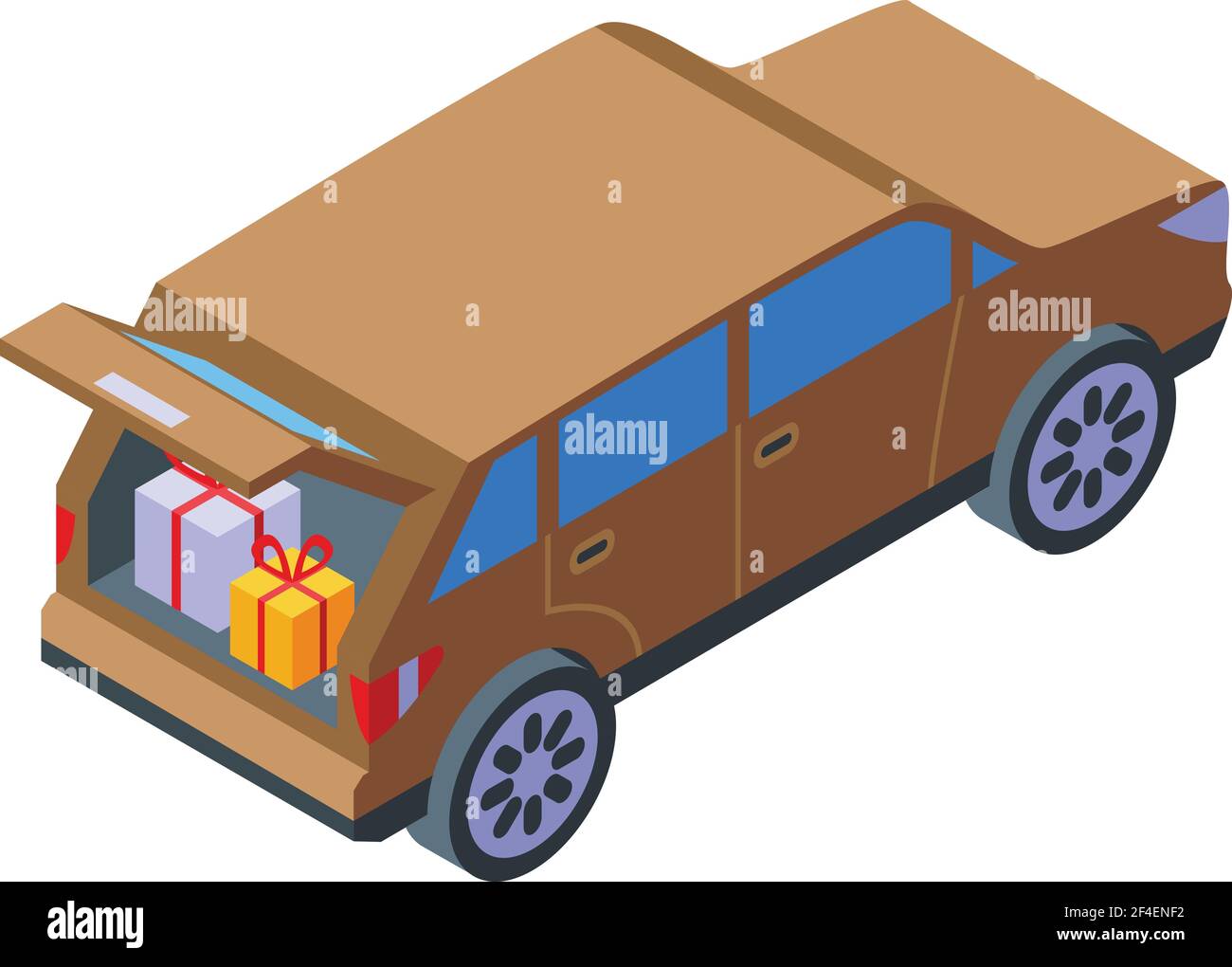 Gift box trunk car icon. Isometric of Gift box trunk car vector icon ...