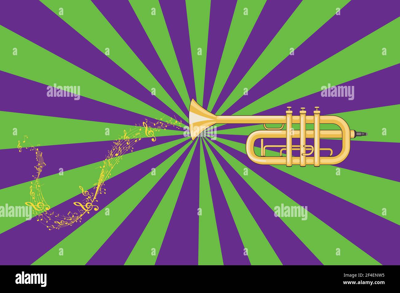 Abstract yellow trumpet design music themed illustration Stock Vector