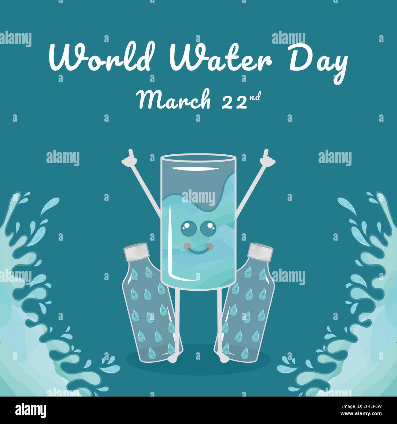 Water day poster with a happy water glass - Vector illustration Stock ...