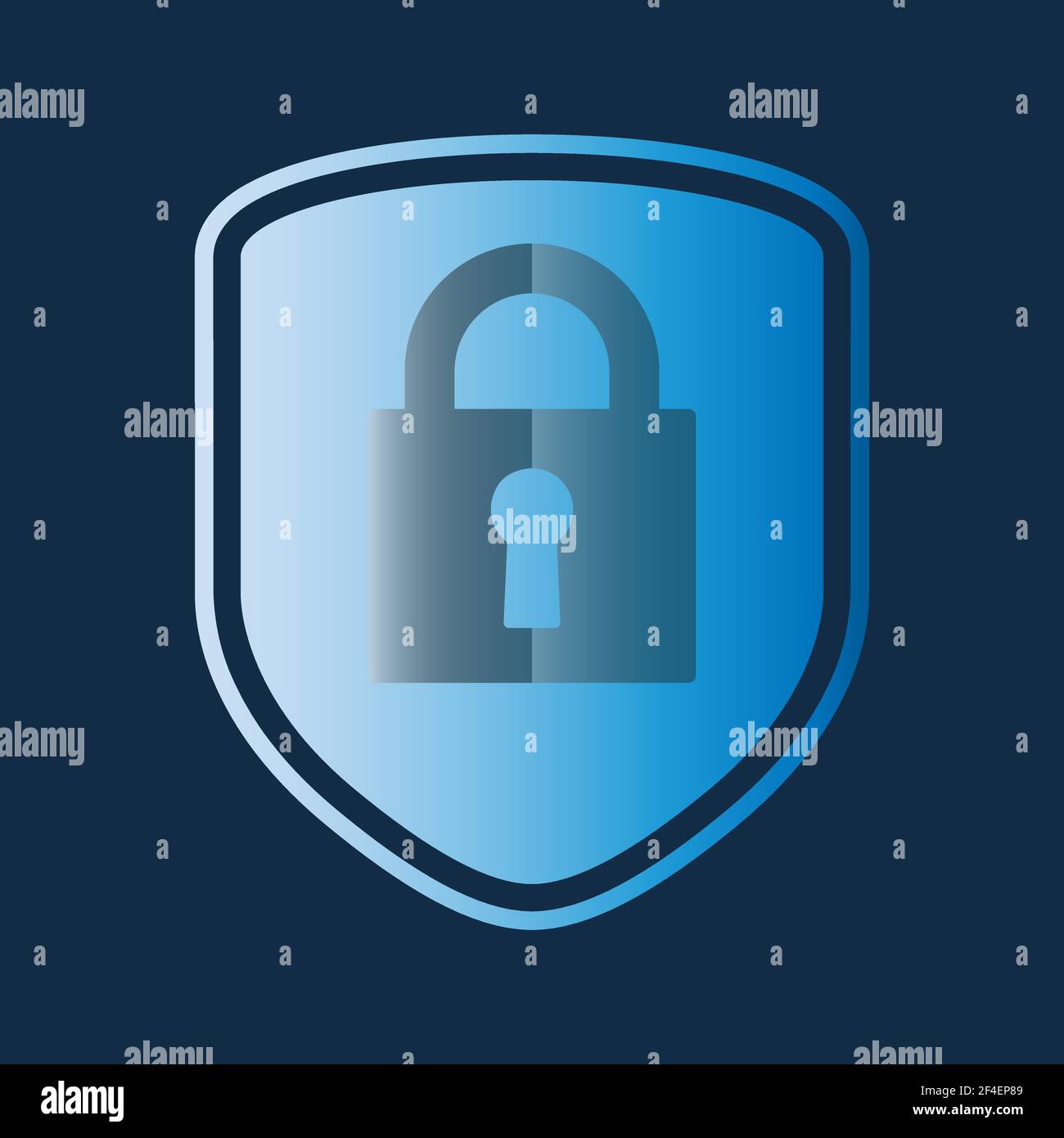 security shield with padlock symbol, cybersecurity vector illustration Stock Vector