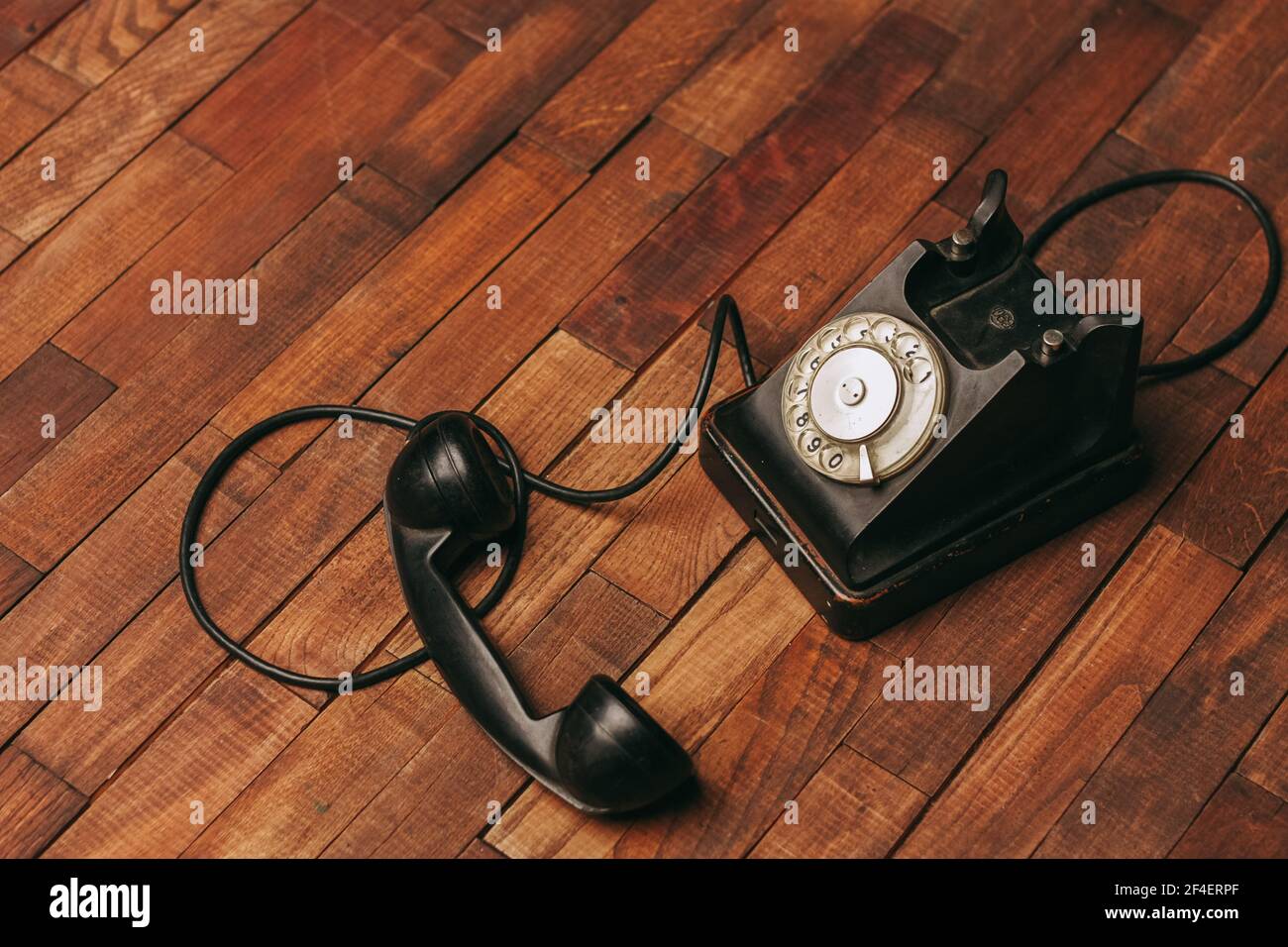 retro telephone technology antique communication nostalgia wood floor