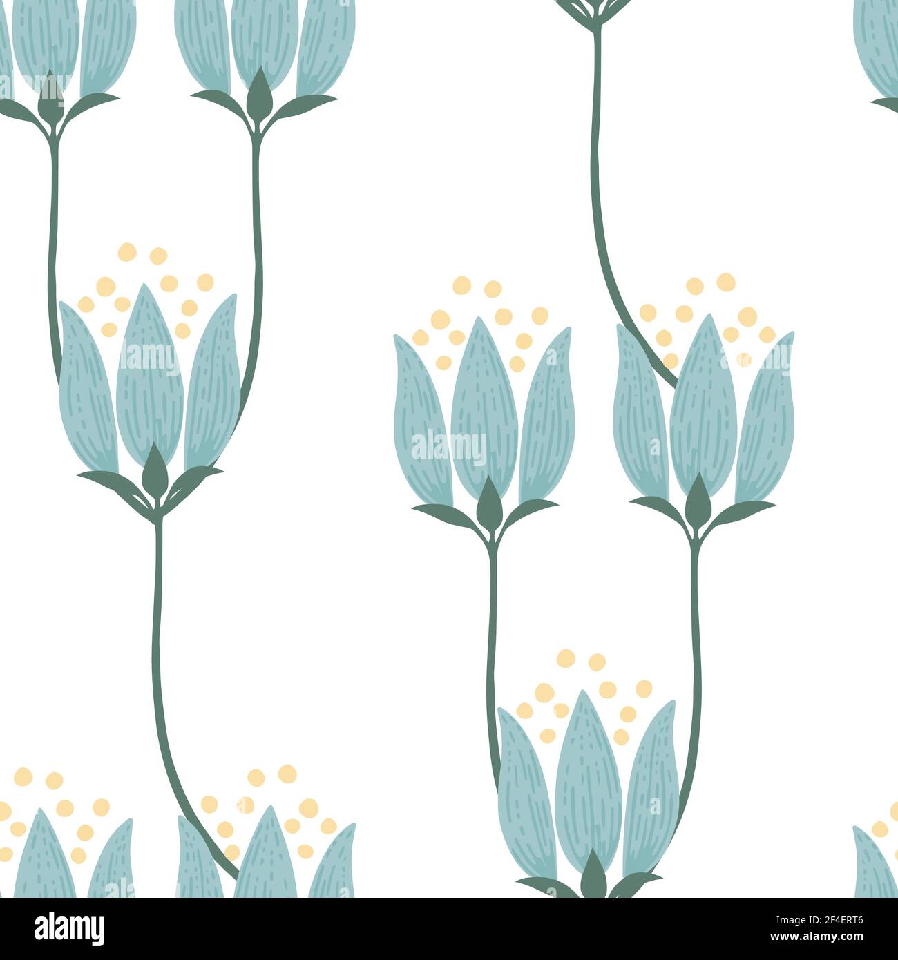 Seamless pattern abstract blue flowers vector illustration Stock Vector ...