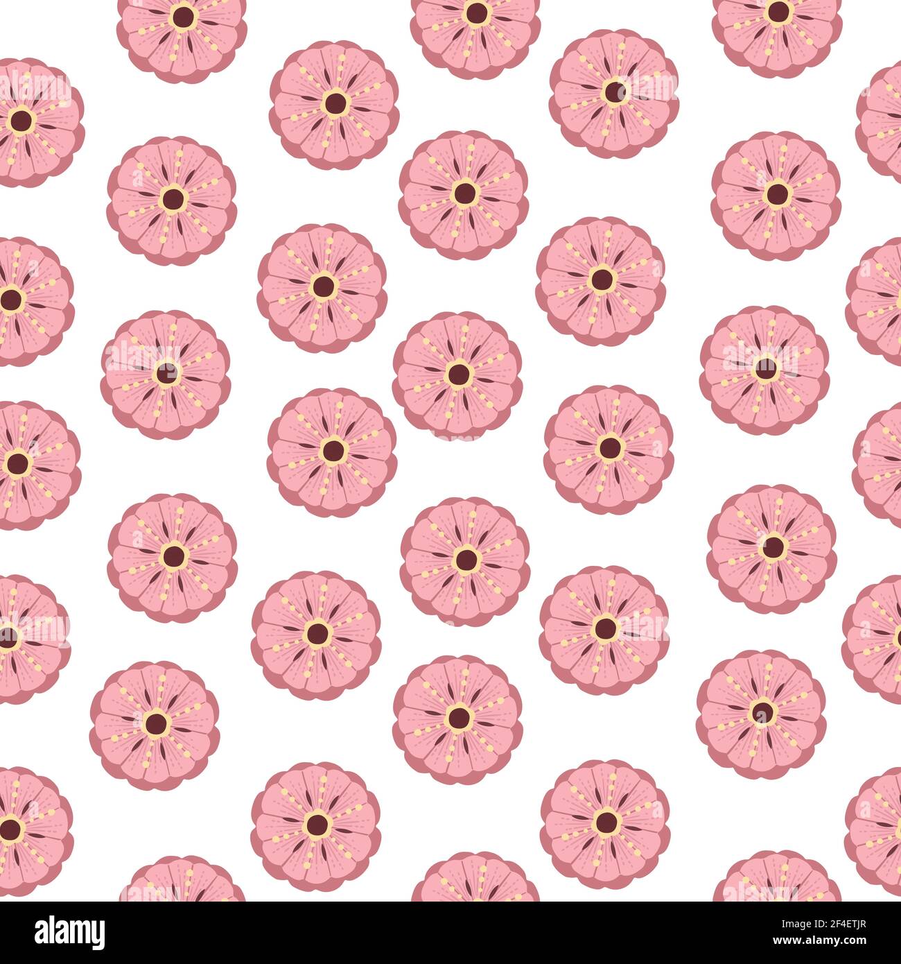 Seamless pattern abstract pink flowers head vector illustration Stock ...