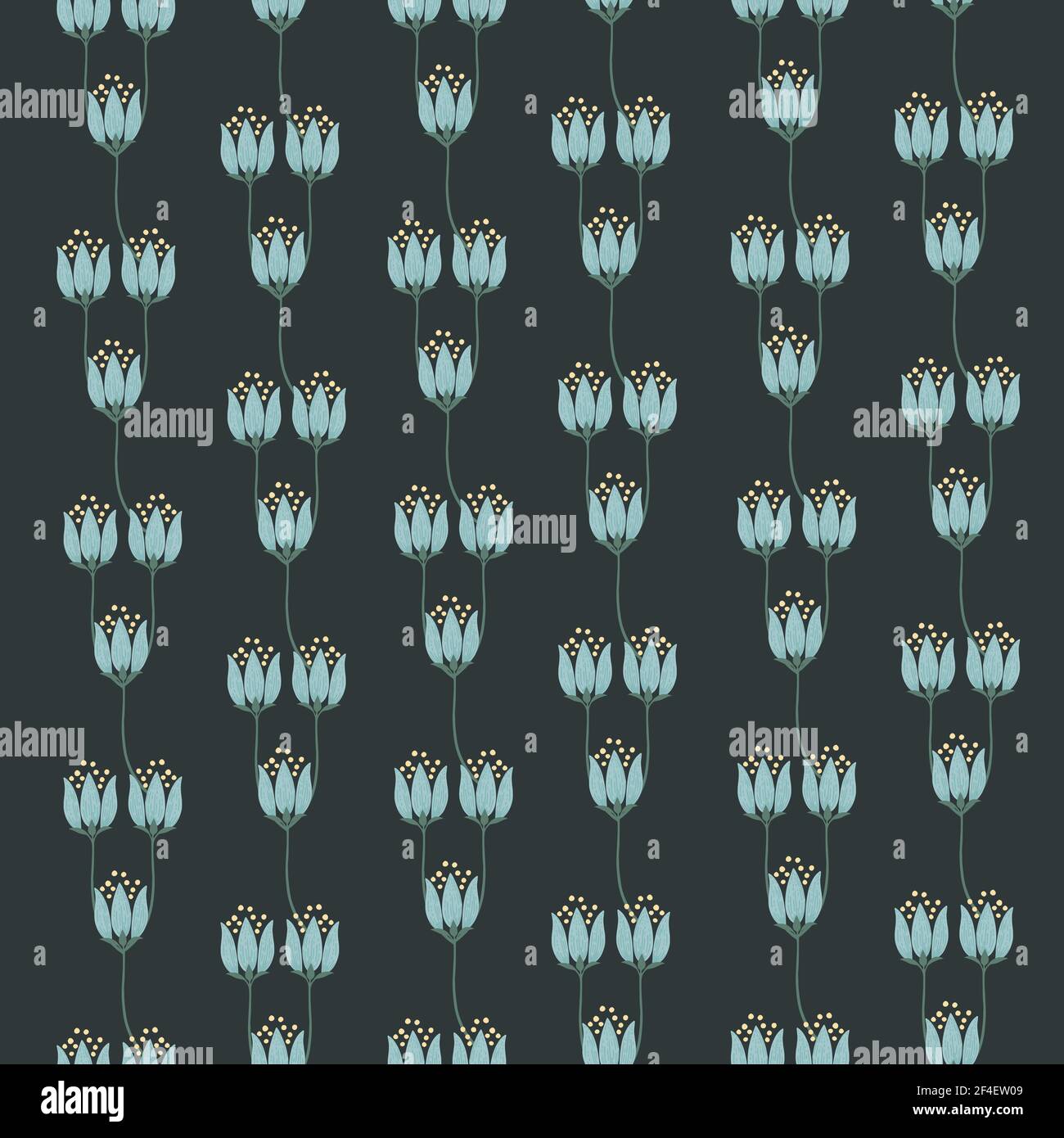 Seamless pattern abstract blue flowers vector illustration Stock Vector ...