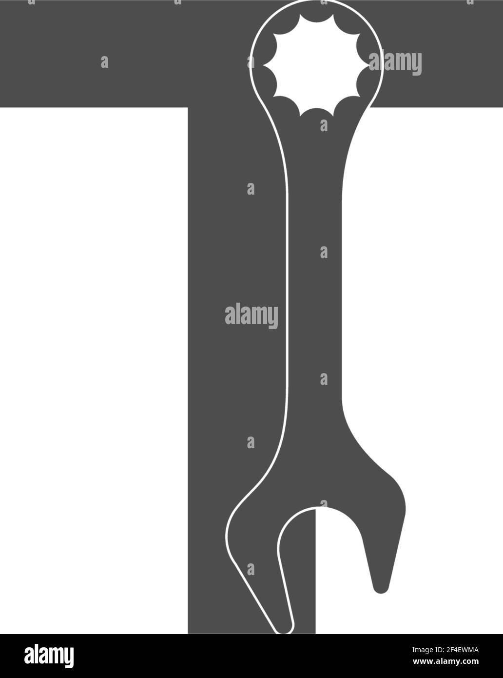Letter T logo icon with wrench design vector illustration Stock Vector
