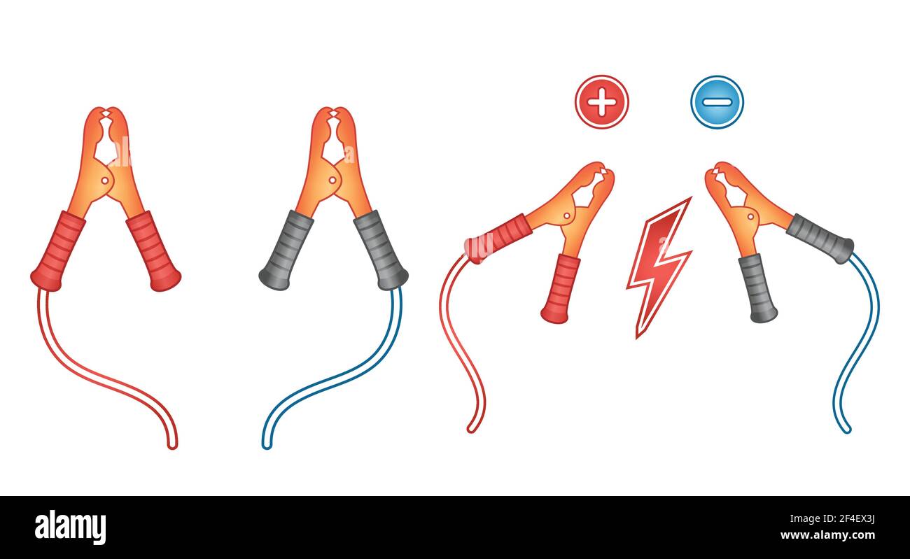 Car battery jumper clamp cable icon 