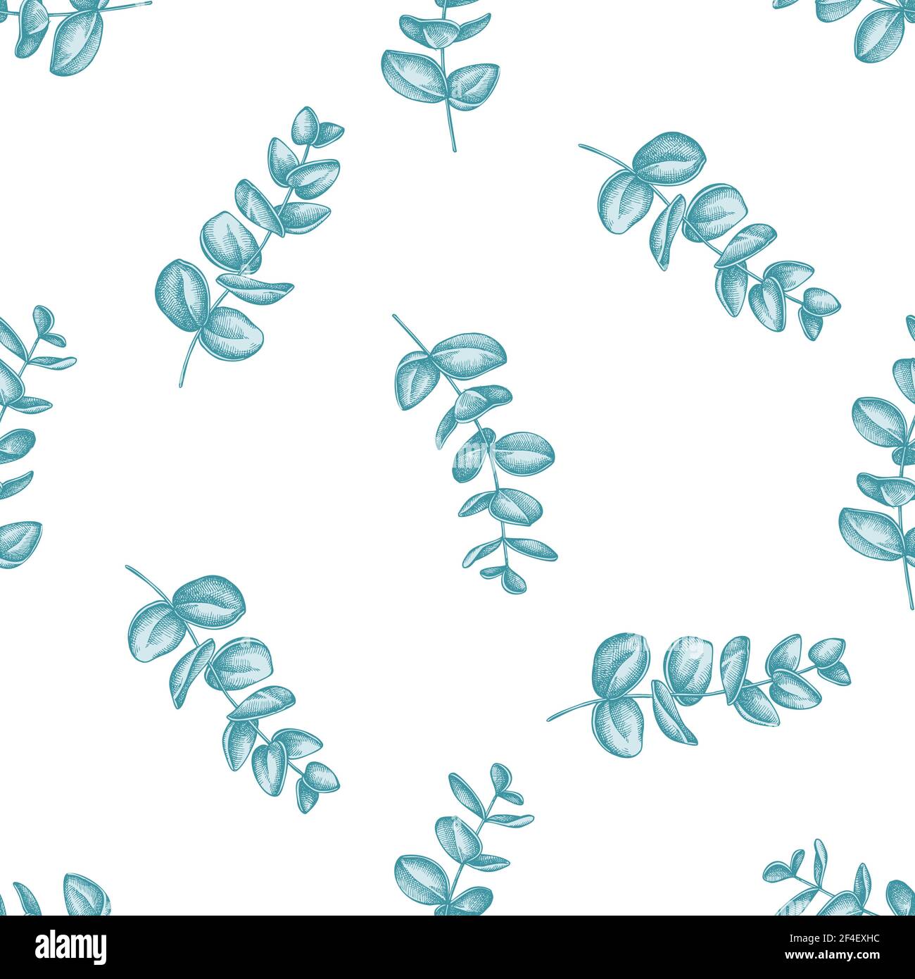 Seamless pattern with hand drawn pastel eucalyptus Stock Vector