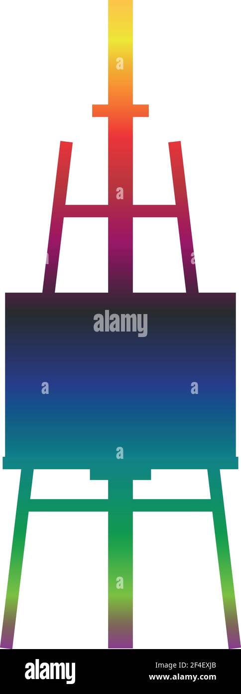 Easel canvas and brush symbol. Rainbow gradient icon of a set. Vector EPS 10 Stock Vector