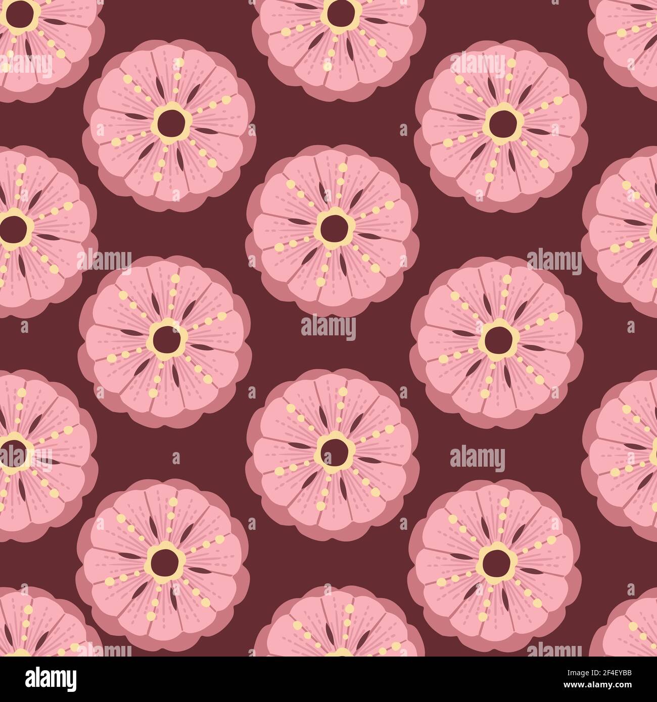 Seamless pattern abstract pink flowers head vector illustration Stock ...