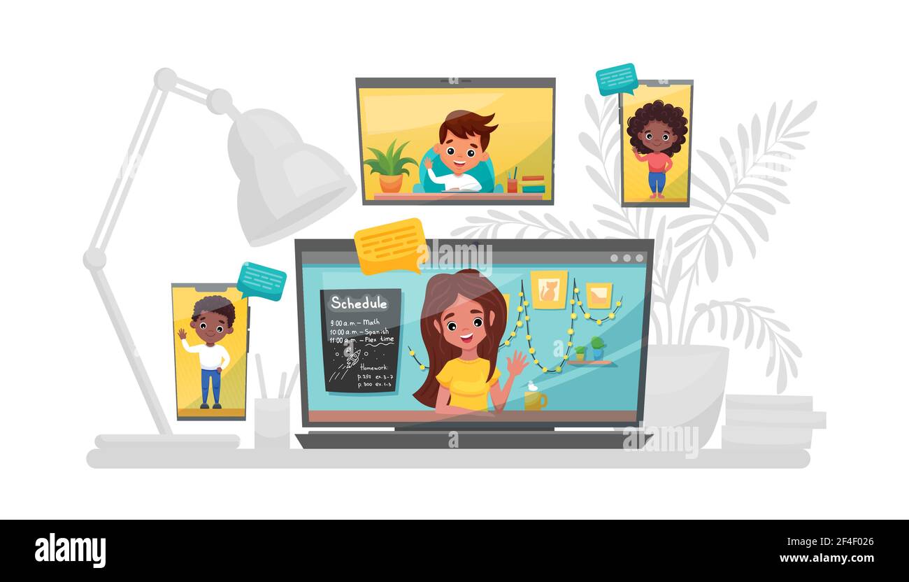 Online learning vector stock illustration. Study at home, online test ...