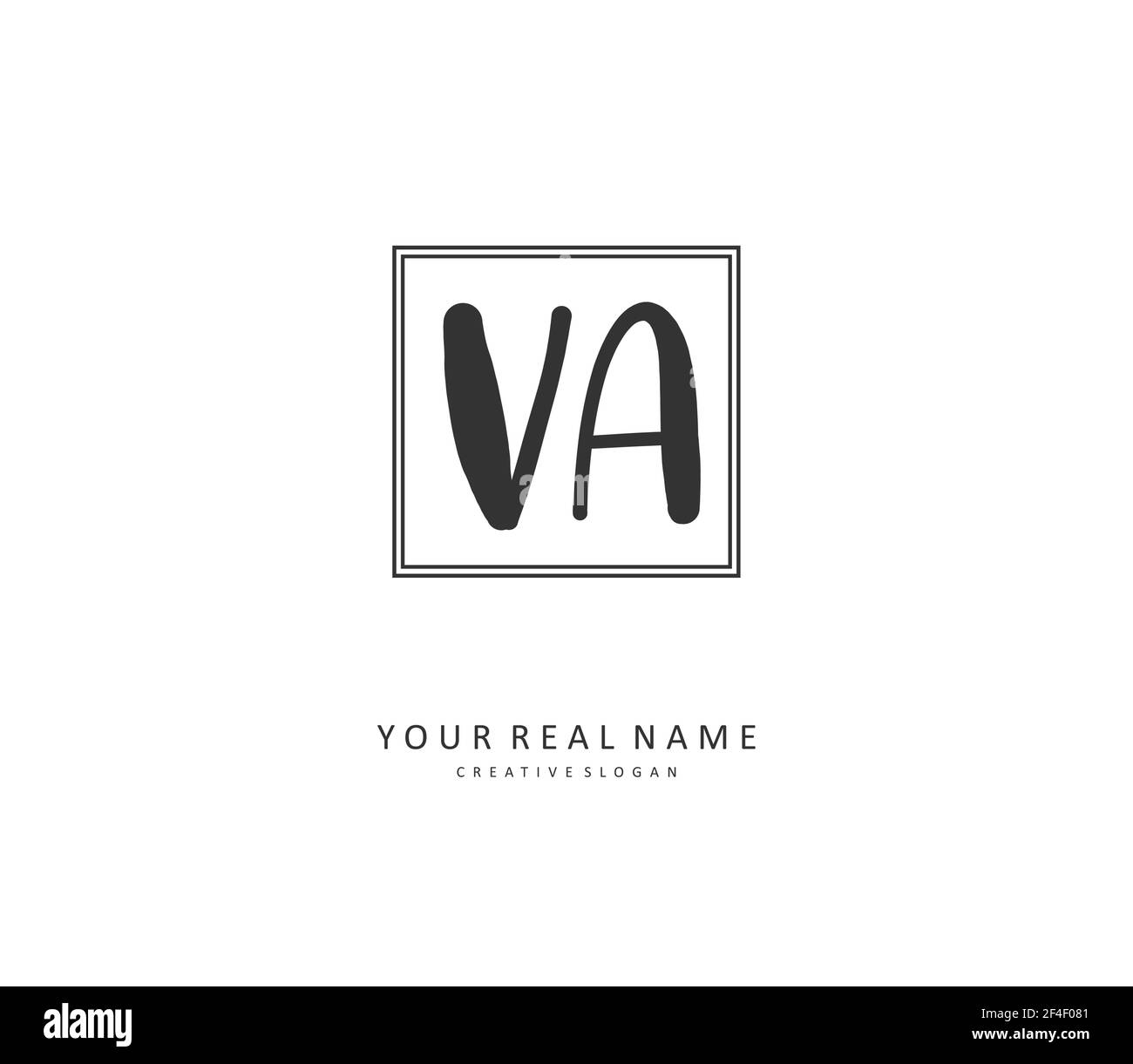 V A VA Initial letter handwriting and signature logo. A concept handwriting initial logo with template element. Stock Vector