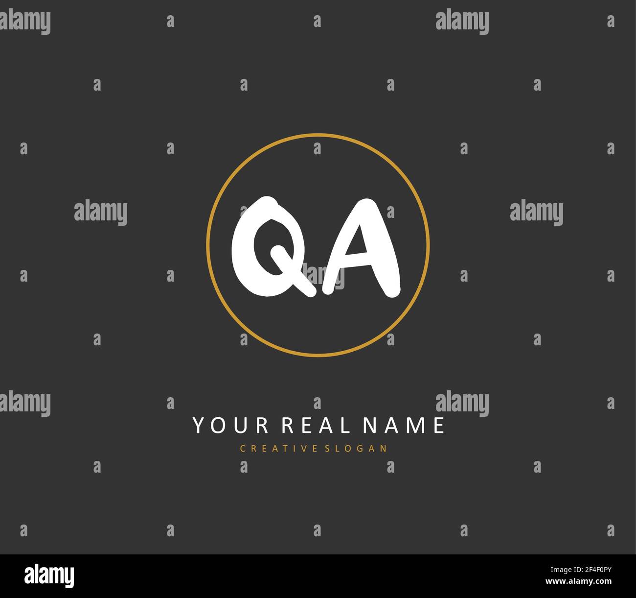Q A QA Initial letter handwriting and signature logo. A concept ...