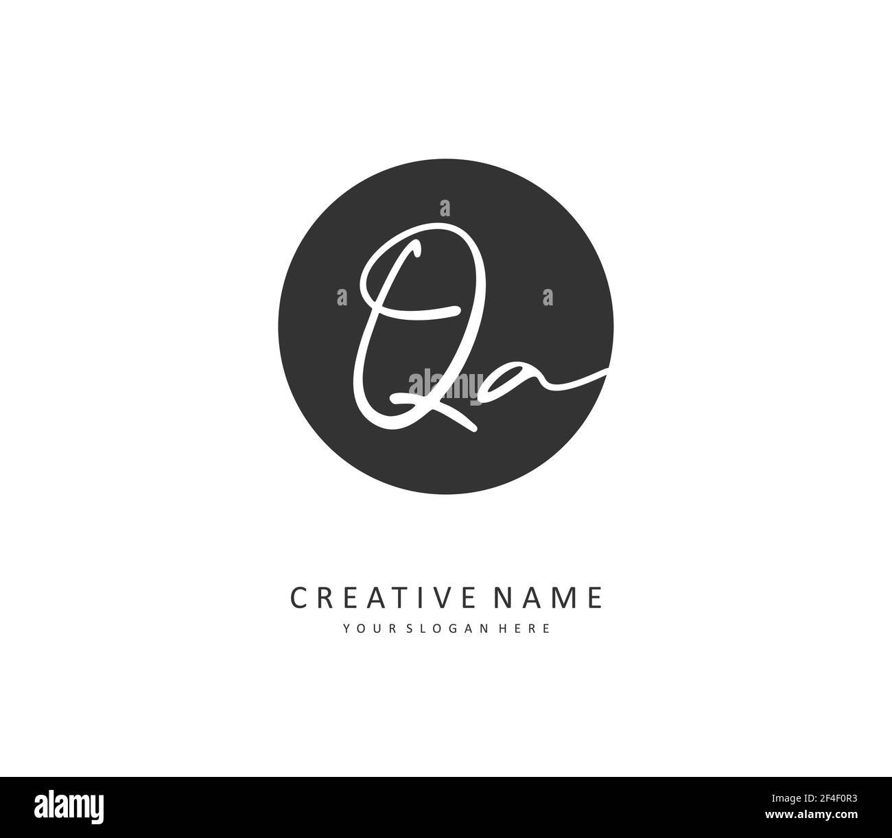 Q A QA Initial letter handwriting and signature logo. A concept ...