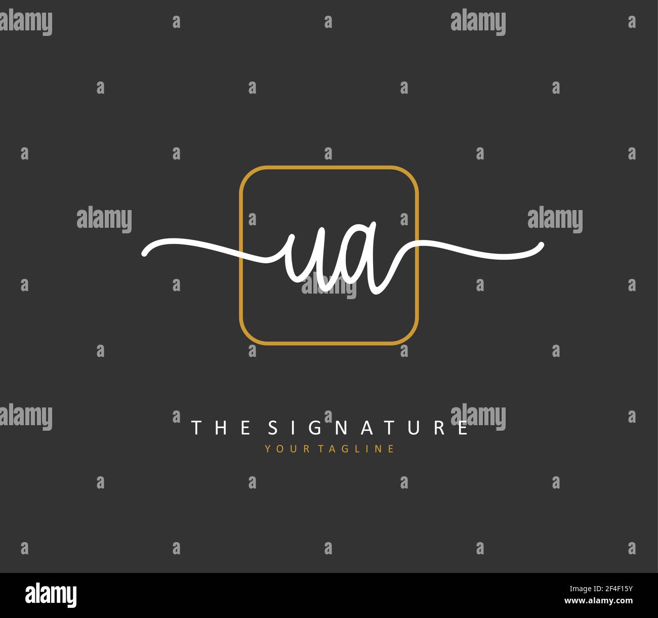 U A UA Initial letter handwriting and signature logo. A concept