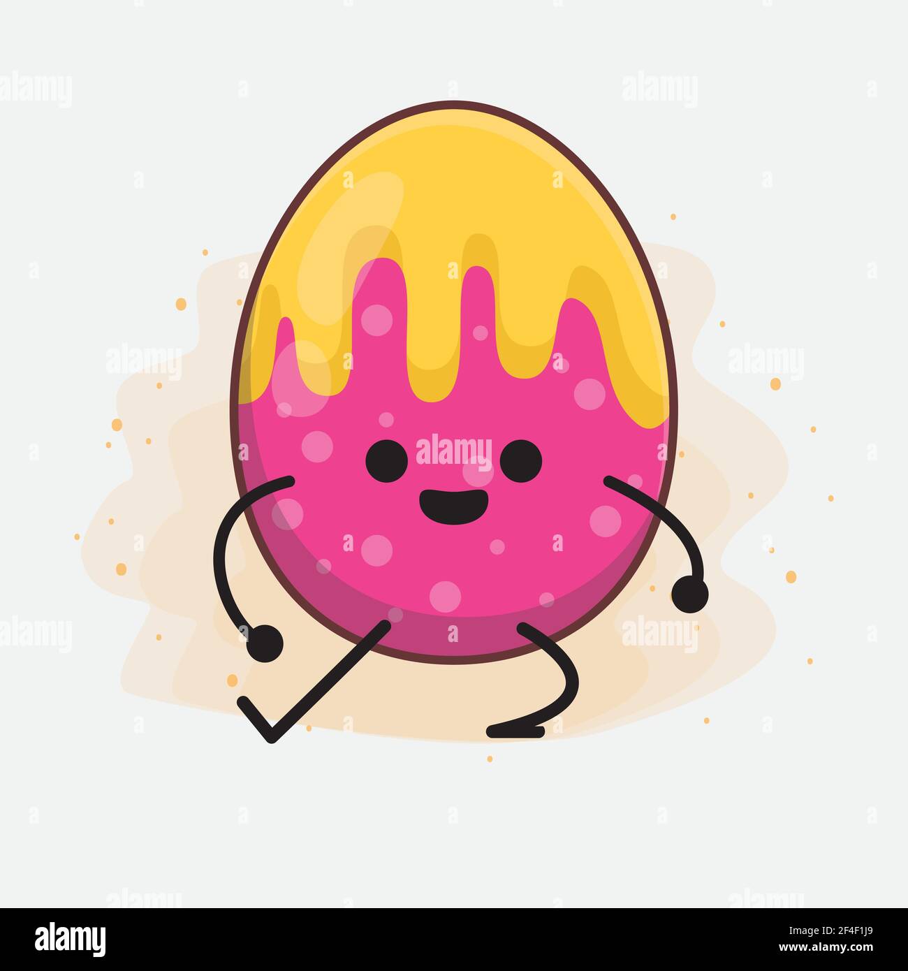 Vector Illustration of Easter Egg Character with cute face, simple ...