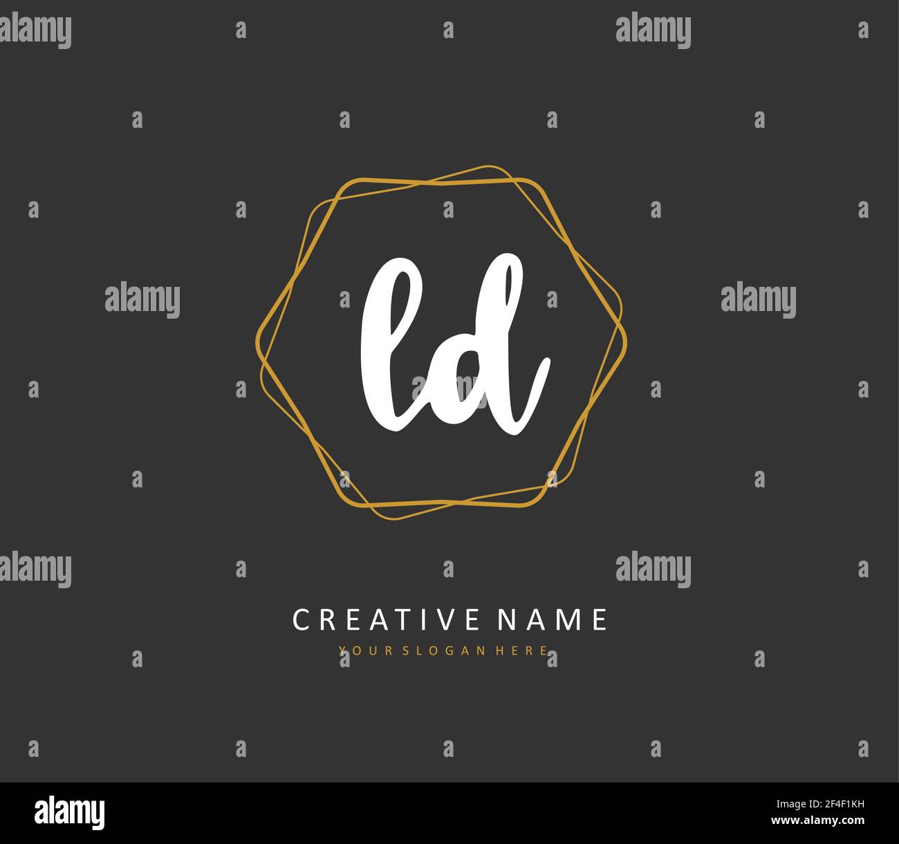 LD Initial letter handwriting and signature logo. A concept handwriting initial logo with template element. Stock Vector