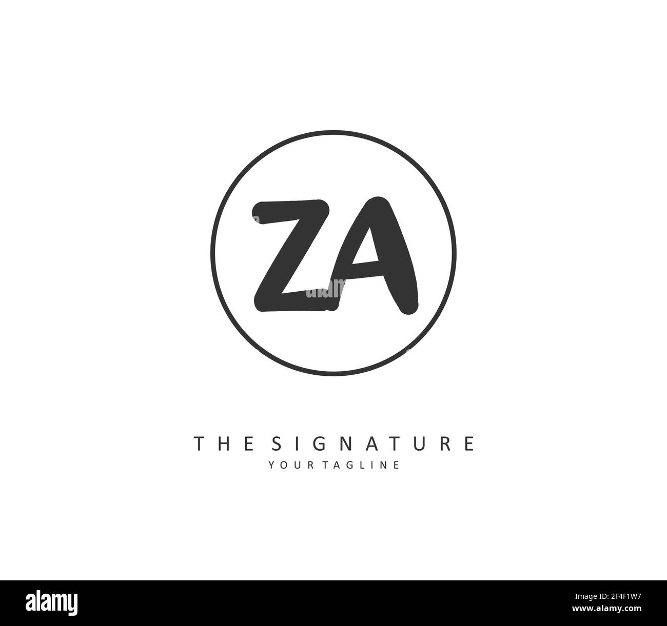 Z A ZA Initial letter handwriting and signature logo. A concept handwriting initial logo with template element. Stock Vector