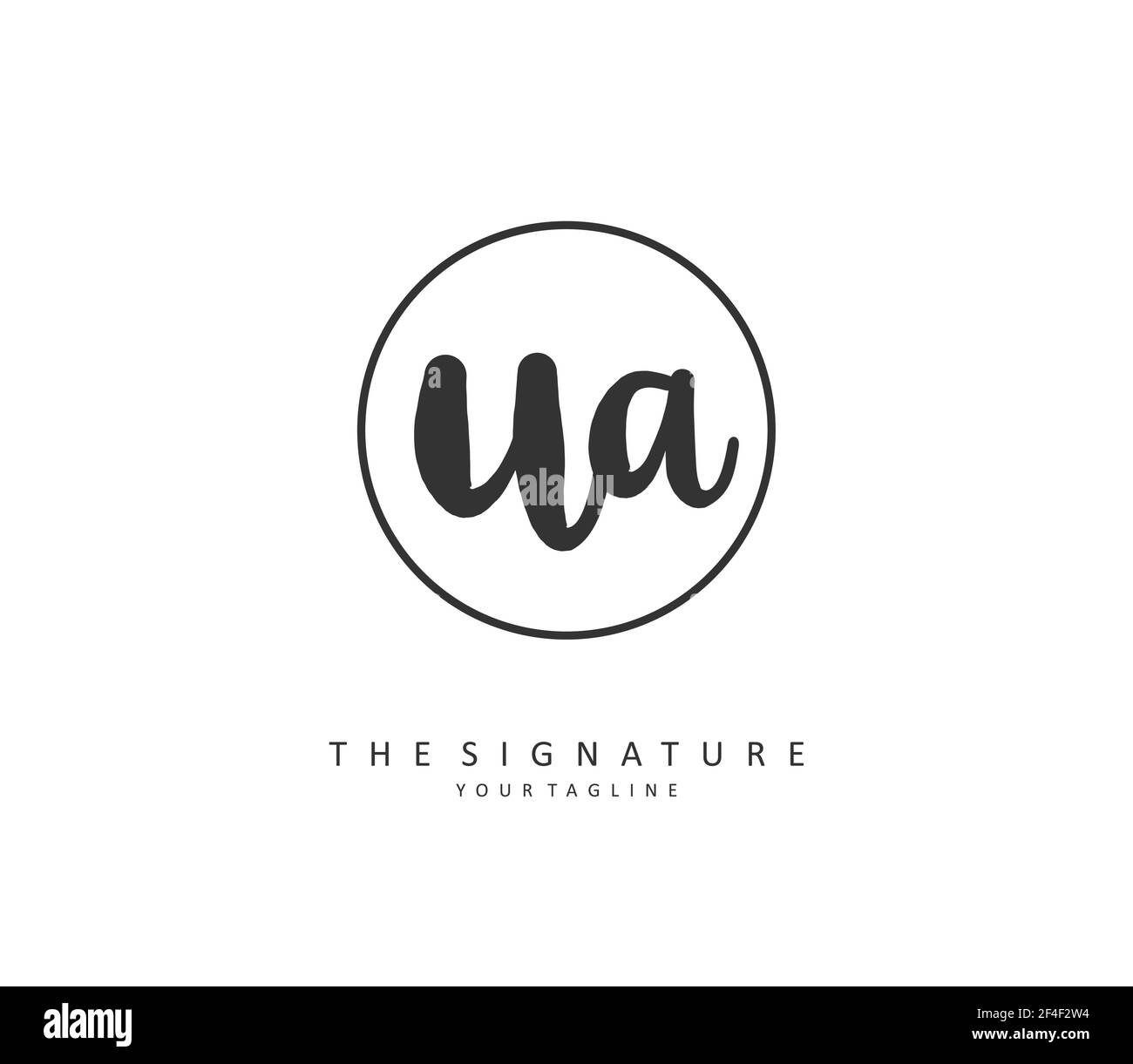 U A UA Initial letter handwriting and signature logo. A concept