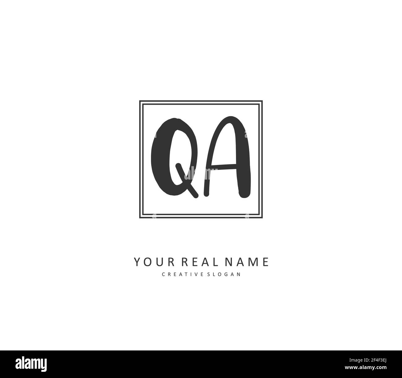 Q A QA Initial letter handwriting and signature logo. A concept ...