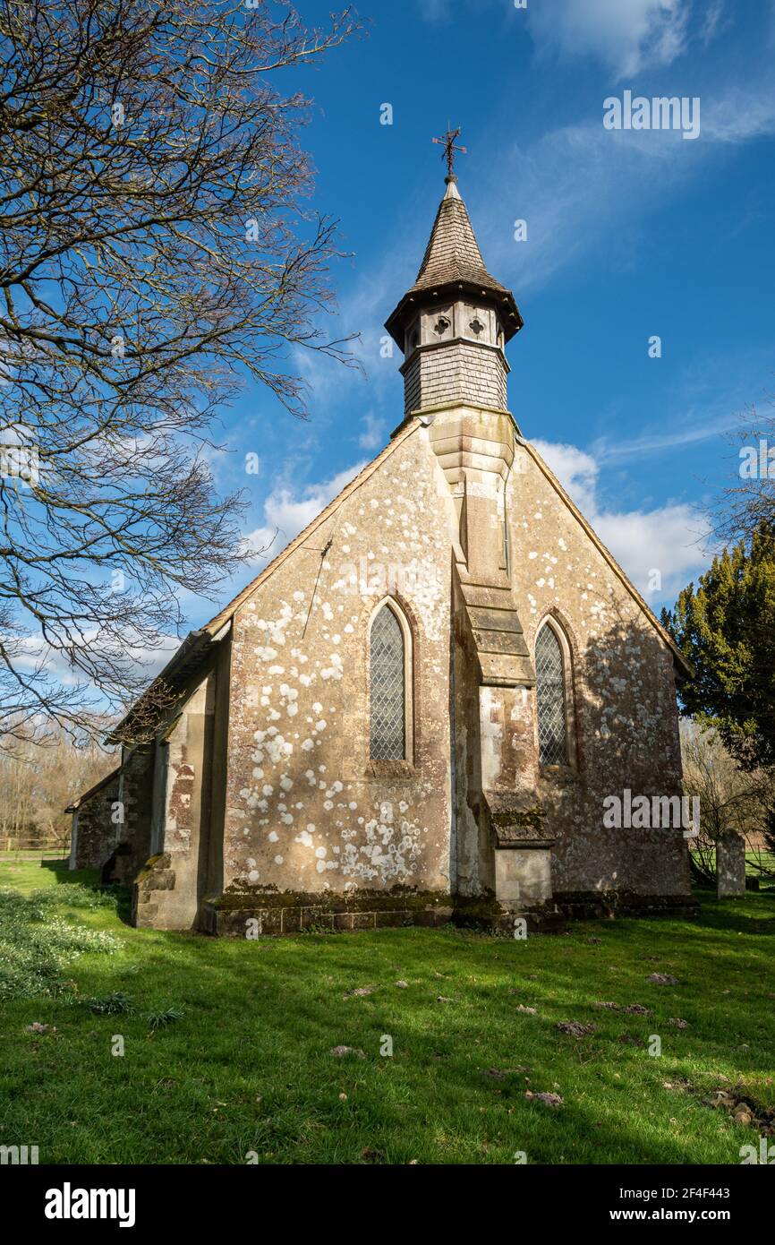 St Leonard's Church in the abandoned Hampshire village of Hartley Mauditt, England, UK Stock Photo