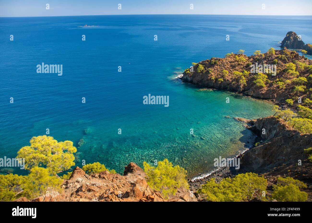 Coastline at Mediterranean sea near Fethiye Kabak Turkey Stock Photo