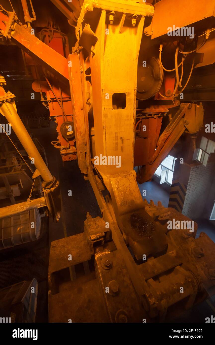 Pavlodar, Kazakhstan - May 05 2012: Aluminum electrolysis plant. Slag ...
